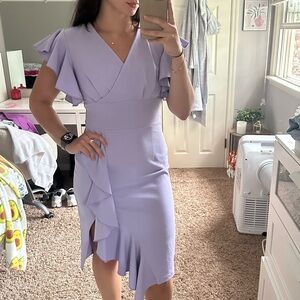 Women’s Lavender Ruffle Dress with Slit